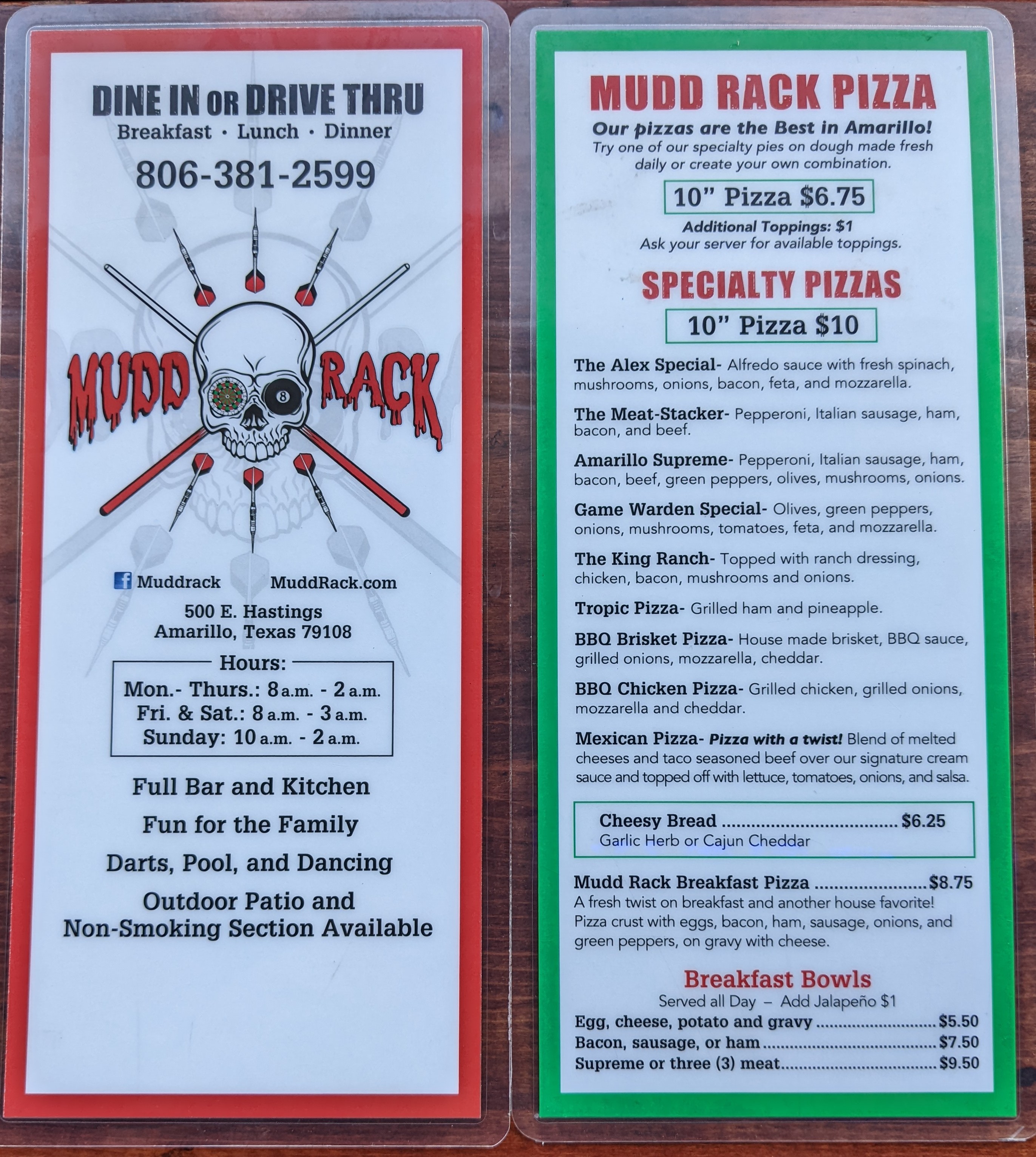 MuddRack Menu!